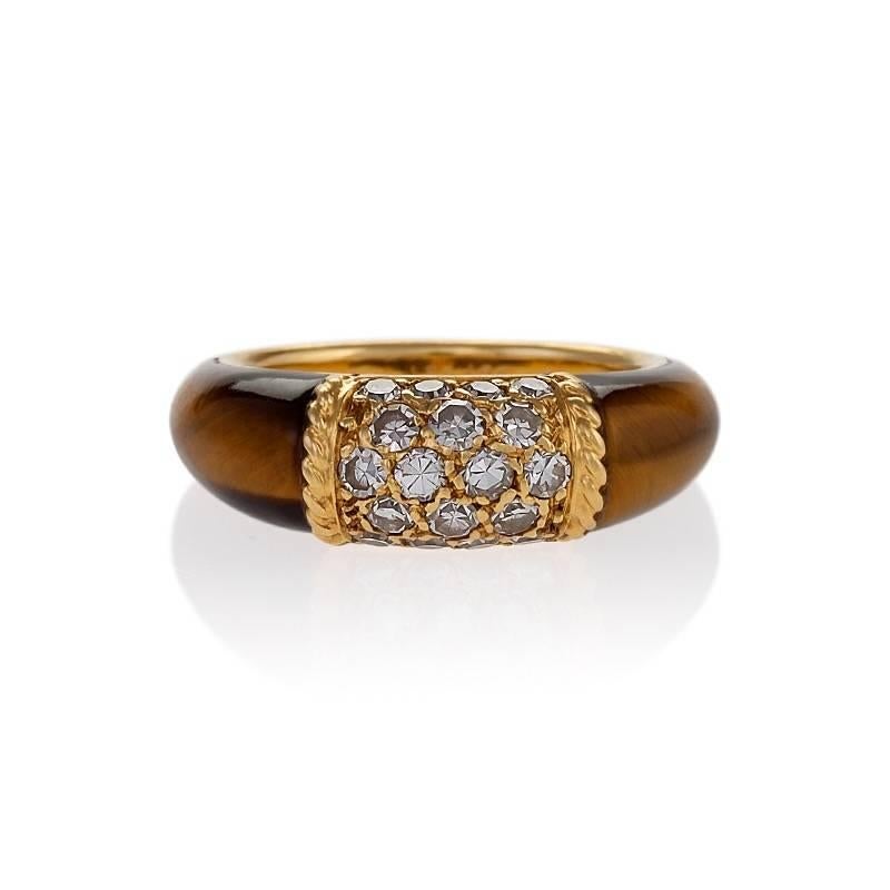 Van Cleef & Arpels Diamond and Tiger Eye 'Philippine' Ring In Excellent Condition In New York, NY