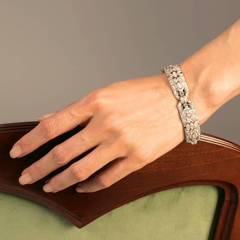1920s Art Deco Diamond and Platinum Bracelet 2