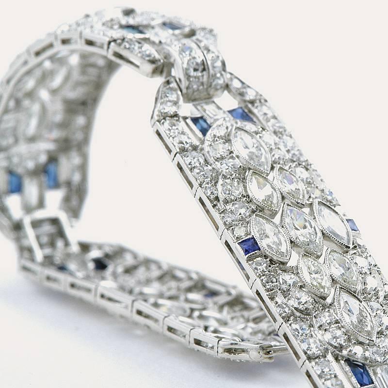 Women's 1920s Art Deco Diamond and Platinum Bracelet