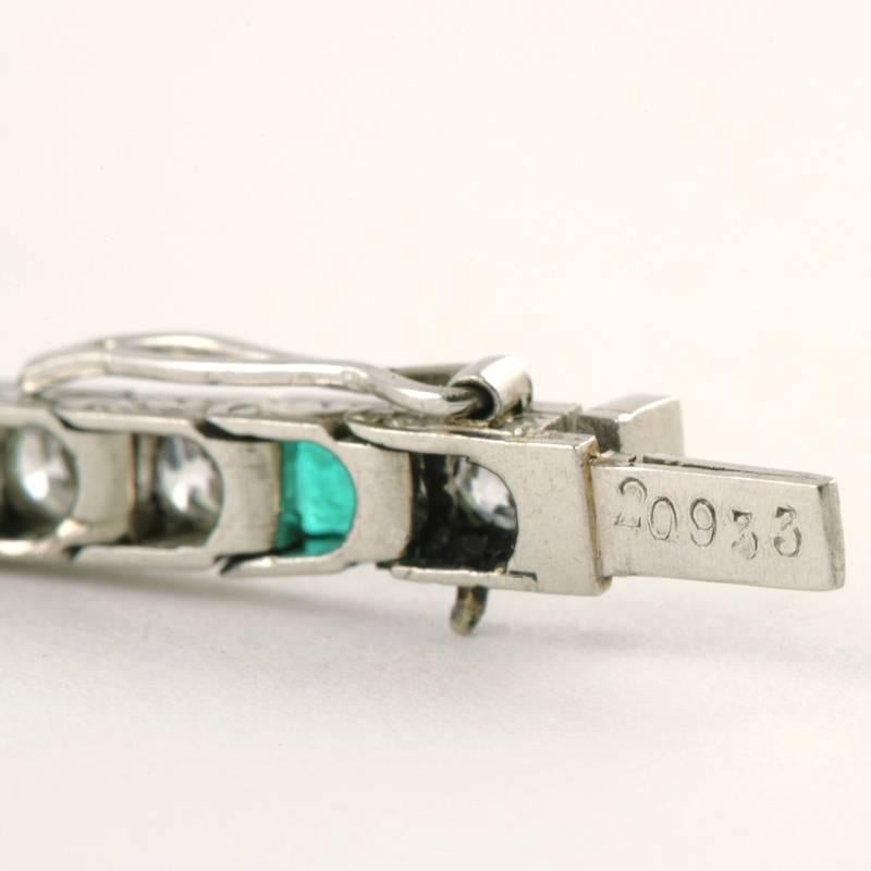 Van Cleef & Arpels Paris 1920's Art Deco Emerald Diamond Platinum Bracelet 1