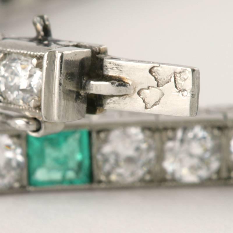 Van Cleef & Arpels Paris 1920's Art Deco Emerald Diamond Platinum Bracelet 2