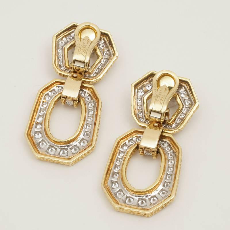 Van Cleef & Arpels 1960's Diamond Gold 'Door Knocker' Earrings In Excellent Condition In New York, NY