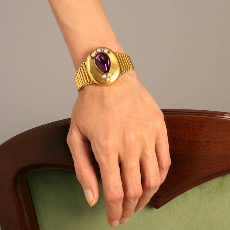 Victorian Amethyst Pearl Diamond Gold Locket/Bracelet 4