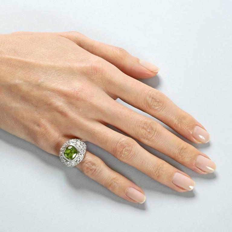 Women's René Boivin Paris 1930s Art Deco Peridot Diamond Gold Ring For Sale