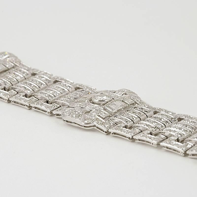 Wide Diamond Plaque Strap Bracelet  In Excellent Condition In New York, NY