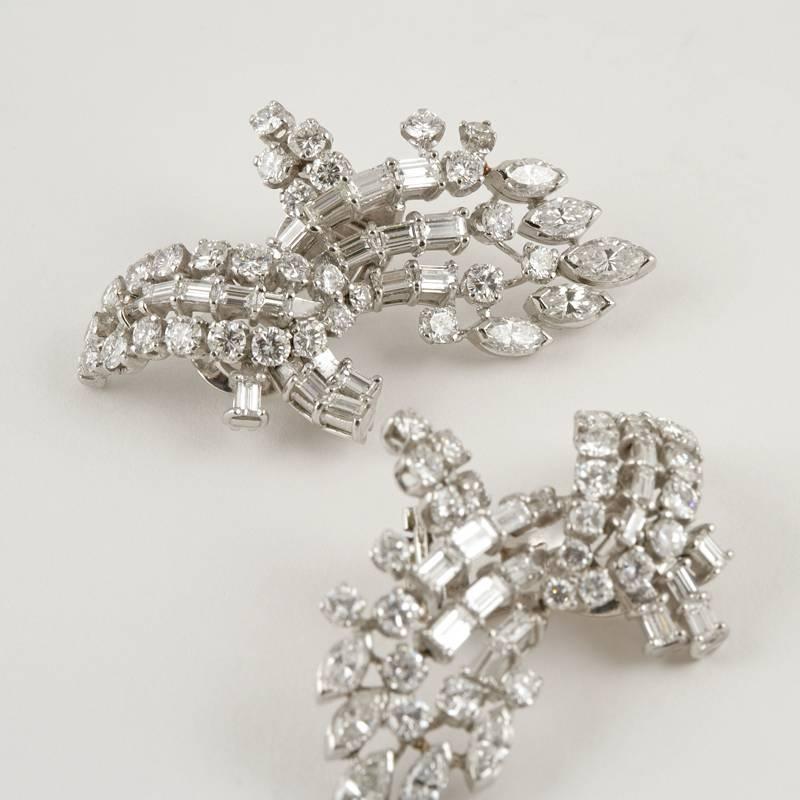 Marquise Cut 1950's Diamond and Platinum Earrings