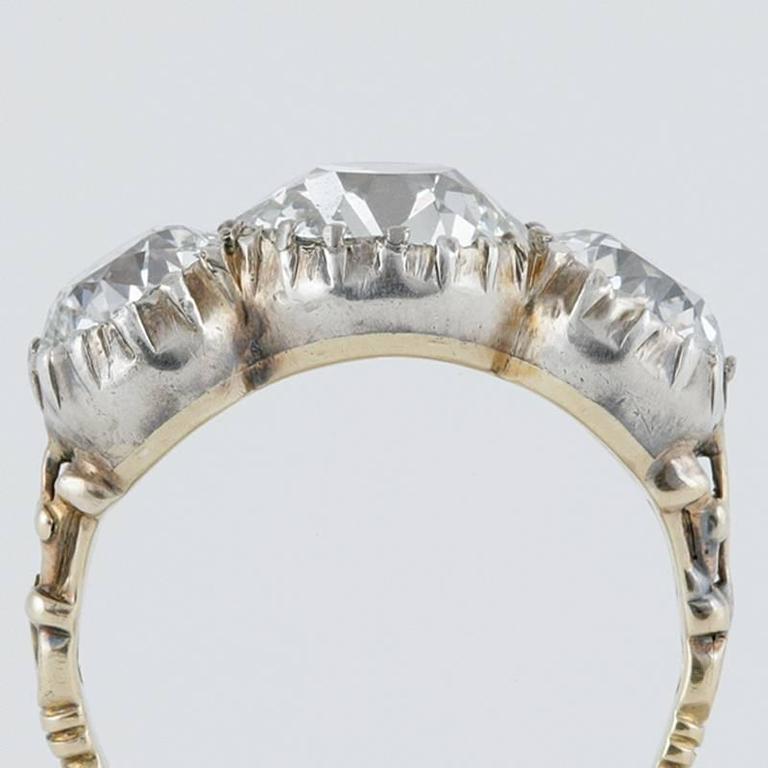 Antique Diamond silver gold 3-Stone Ring at 1stDibs | antique 3 stone ...