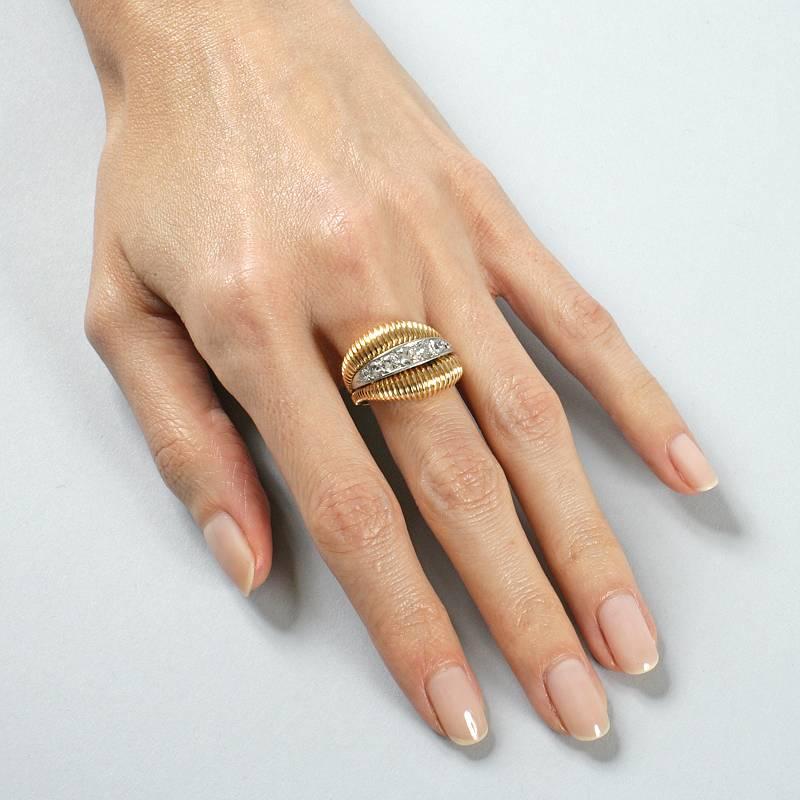 Van Cleef & Arpels 1950's Diamond Gold Platinum Ring 5