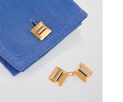 French 1930s Art Deco Gold Platinum Cuff Links