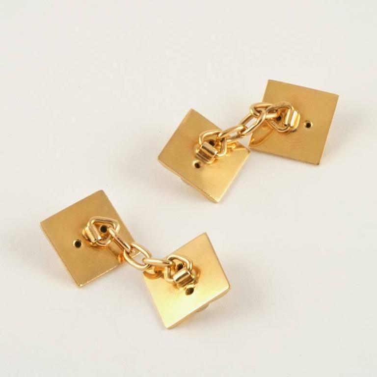 French 1930s Art Deco Gold Platinum Cuff Links In Excellent Condition For Sale In New York, NY