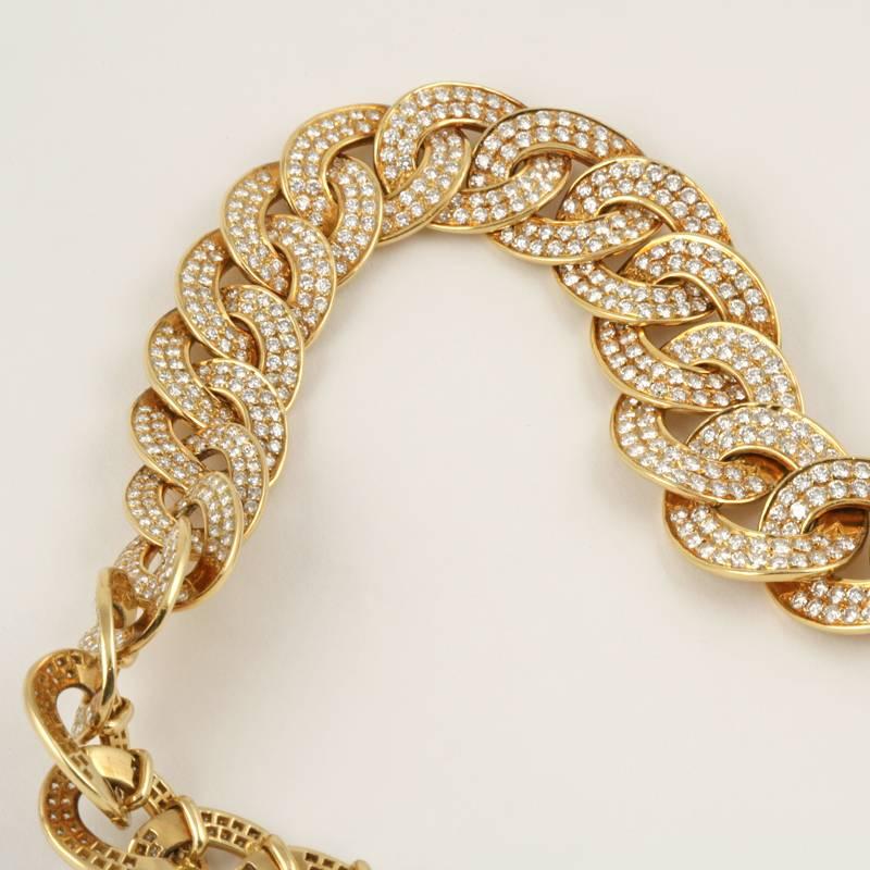 Brilliant Cut Van Cleef & Arpels Gold and Diamond Twisted Curb Link Necklace 