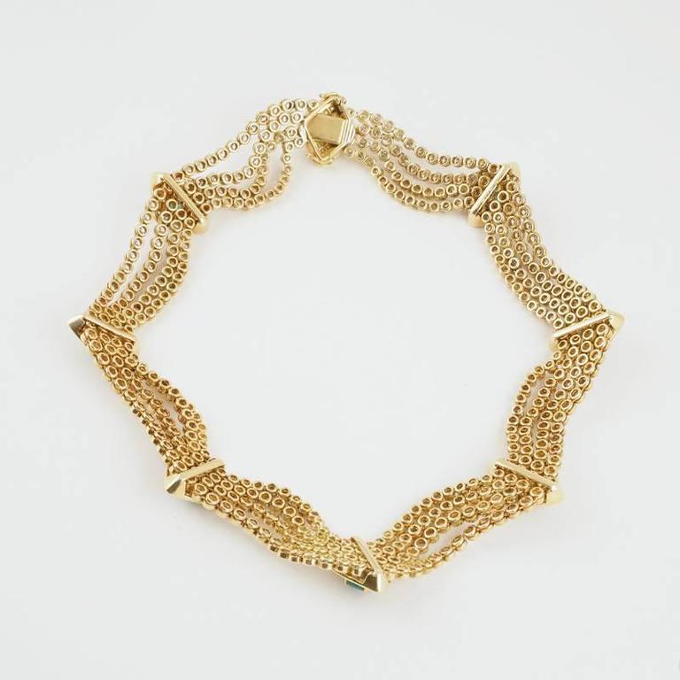 Late 20th Century Emerald Diamond Gold Necklace  1