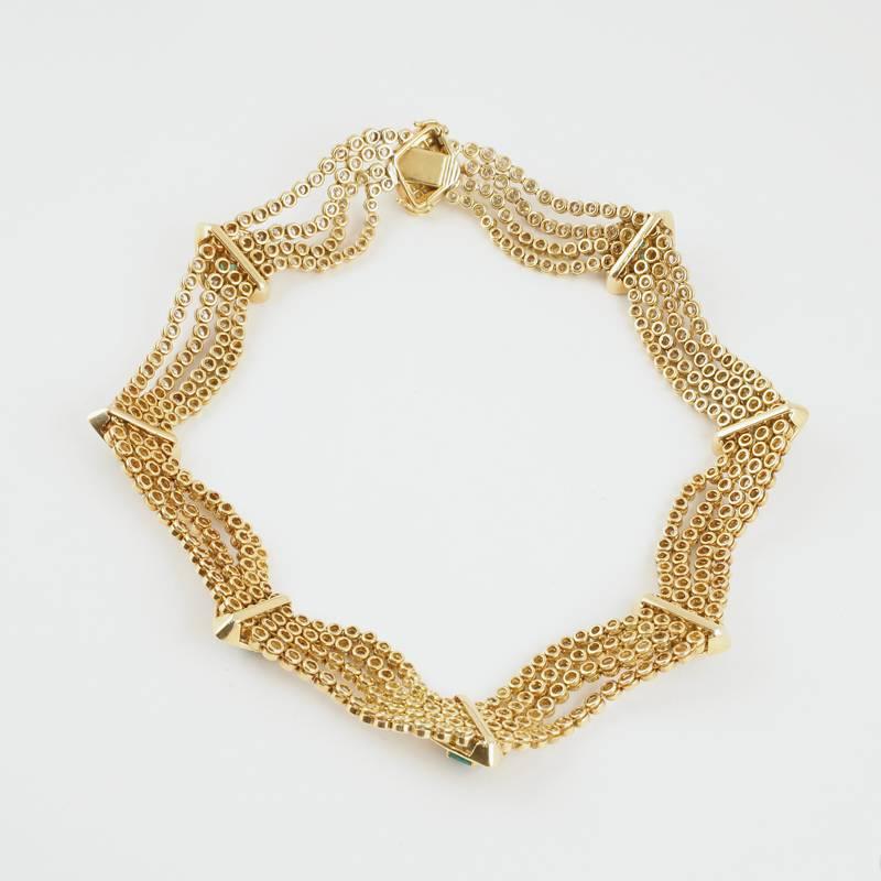 Late 20th Century Emerald Diamond Gold Necklace  1