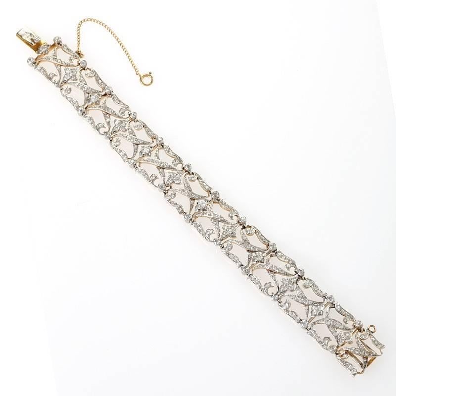 E. M. Gattle Early 20th Century Diamond gold Platinum Bracelet In Excellent Condition In New York, NY
