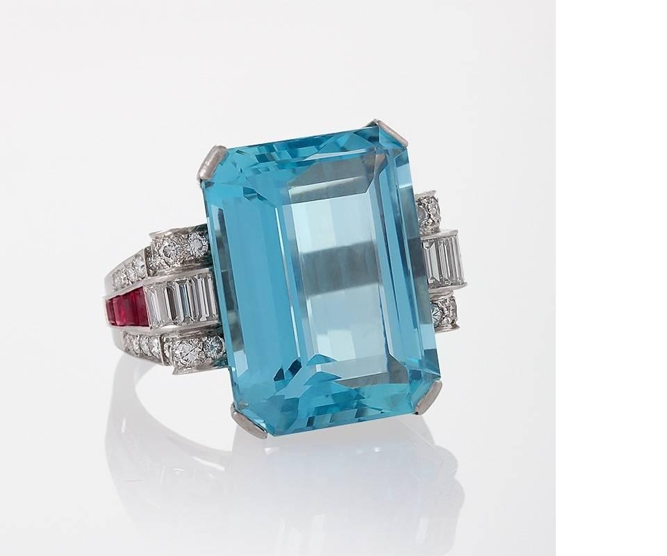 aquamarine ruby and diamond ring
