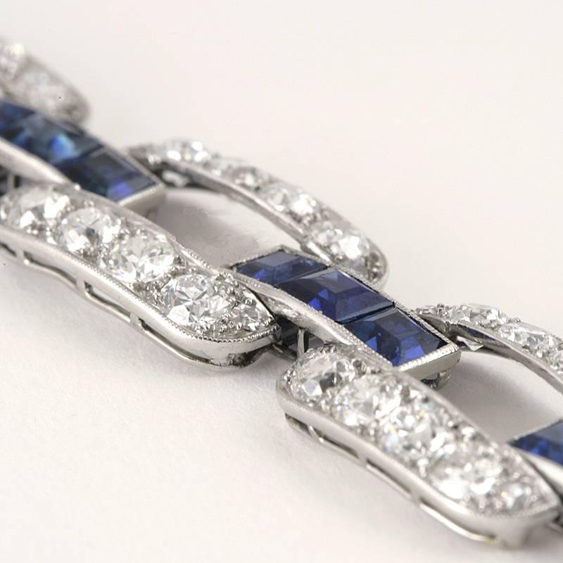 art deco platinum diamond and sapphire bracelet