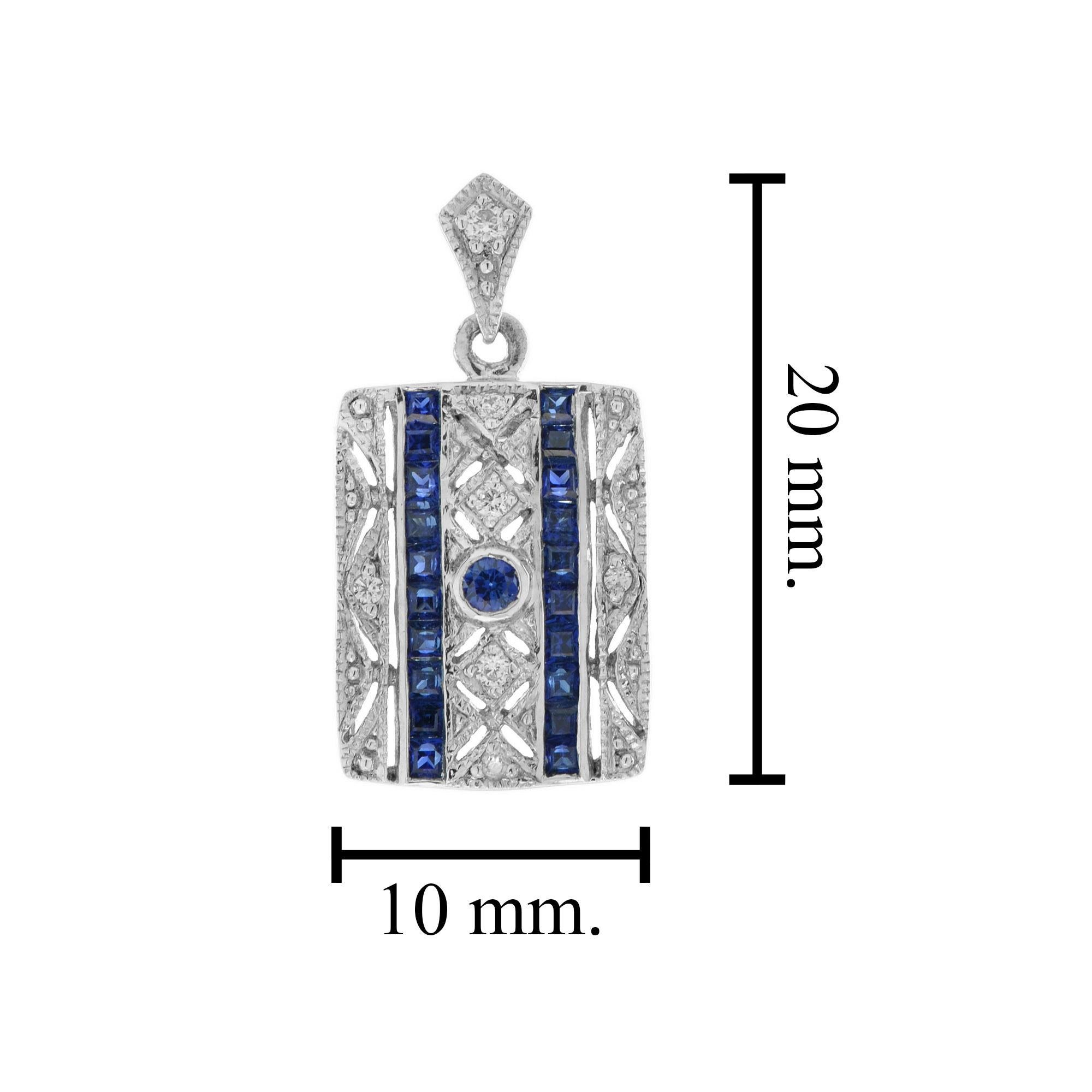 Pendentif et boucles d'oreilles saphir diamant de style Art Déco en or 9K en vente 7