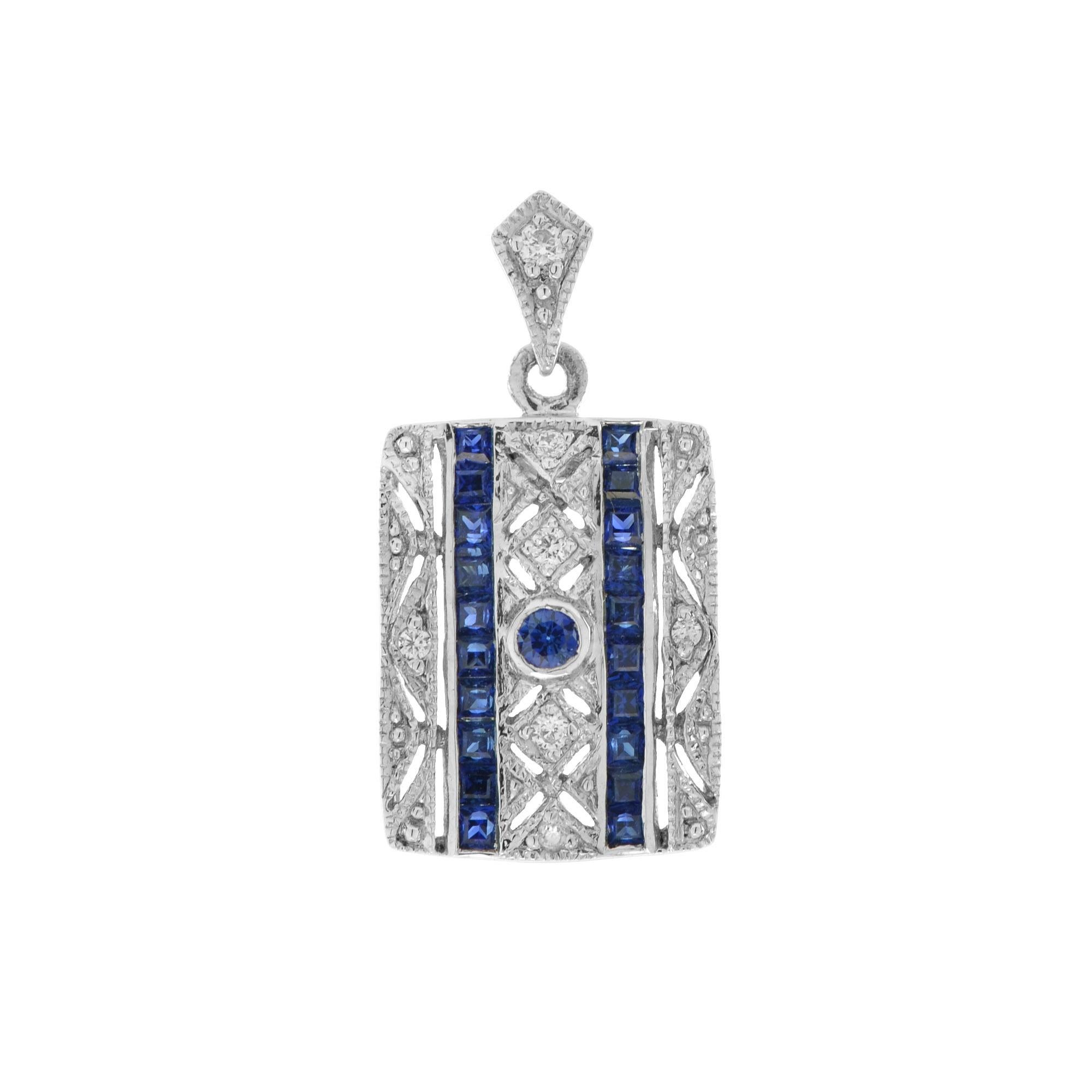 Pendentif et boucles d'oreilles saphir diamant de style Art Déco en or 9K en vente 4
