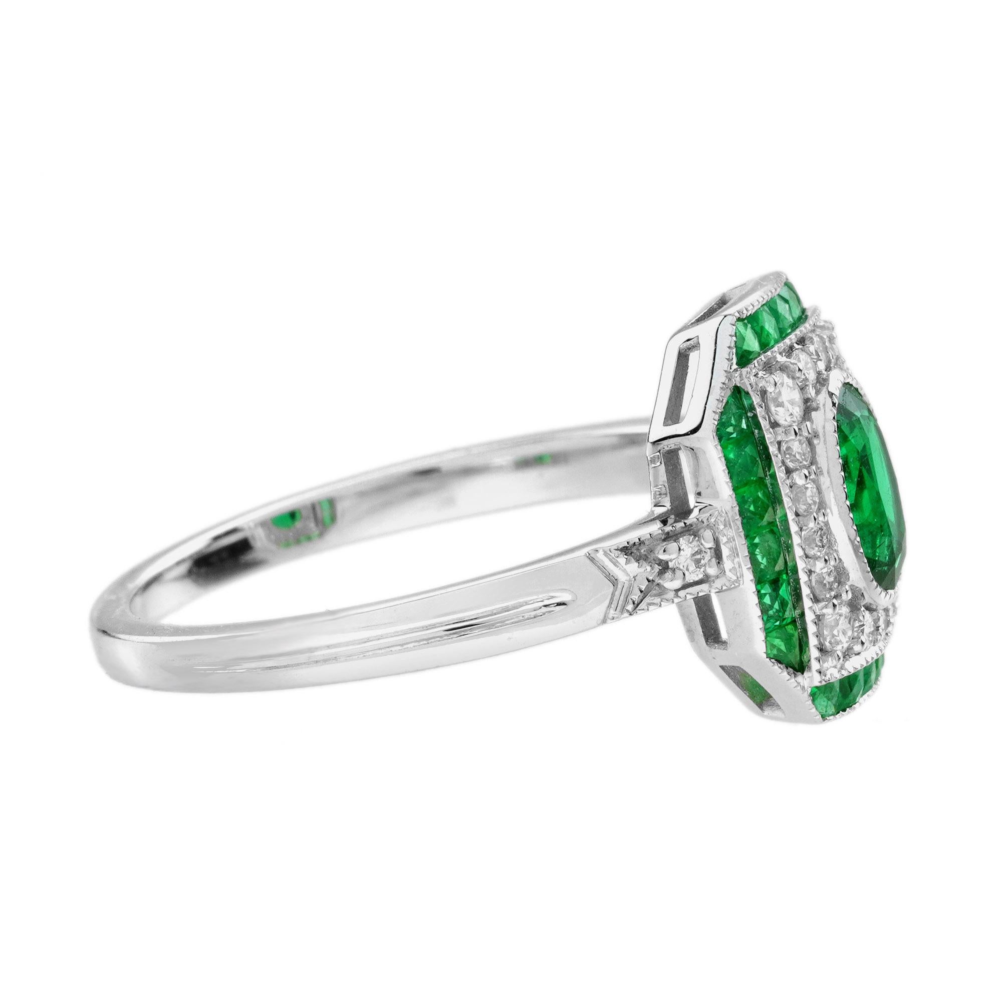 Bague de fiançailles en or blanc 18 carats avec diamant émeraude de style Art déco en vente 4