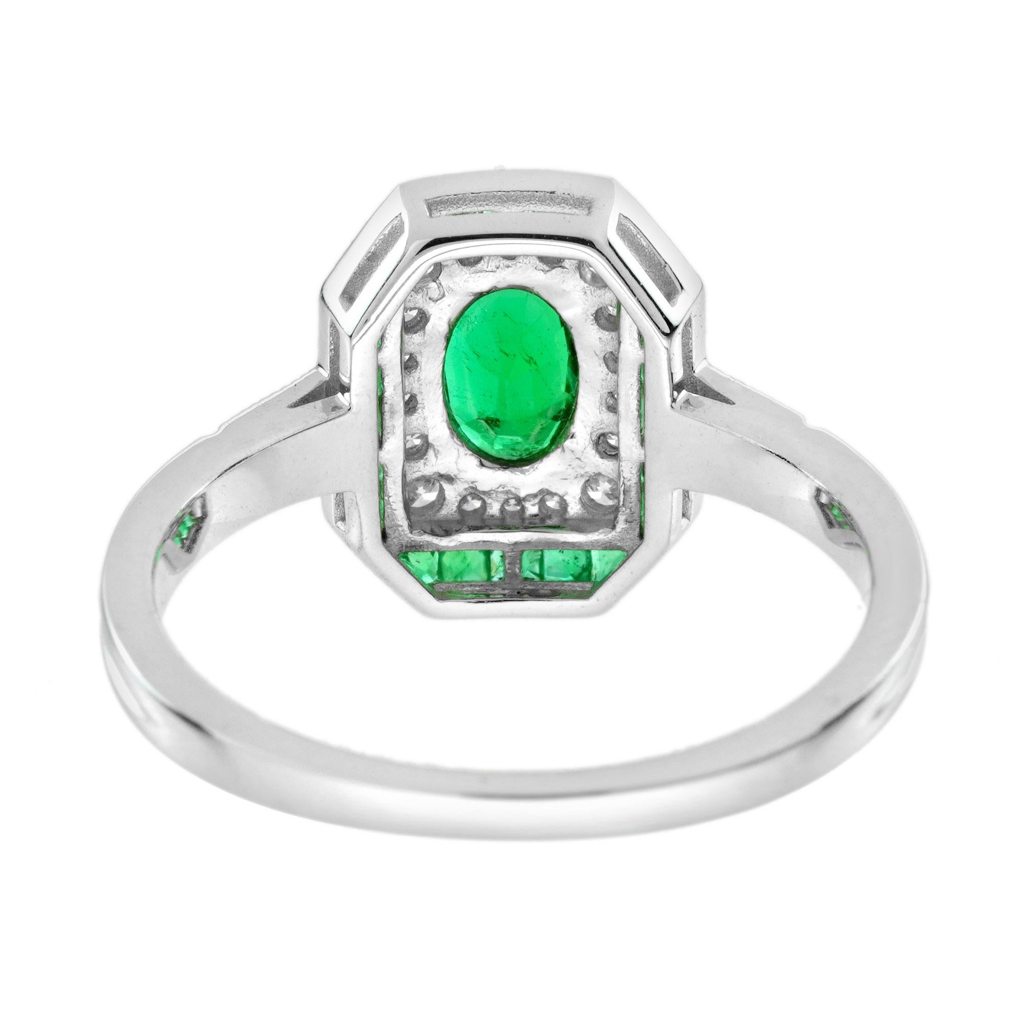Bague de fiançailles en or blanc 18 carats avec diamant émeraude de style Art déco en vente 5