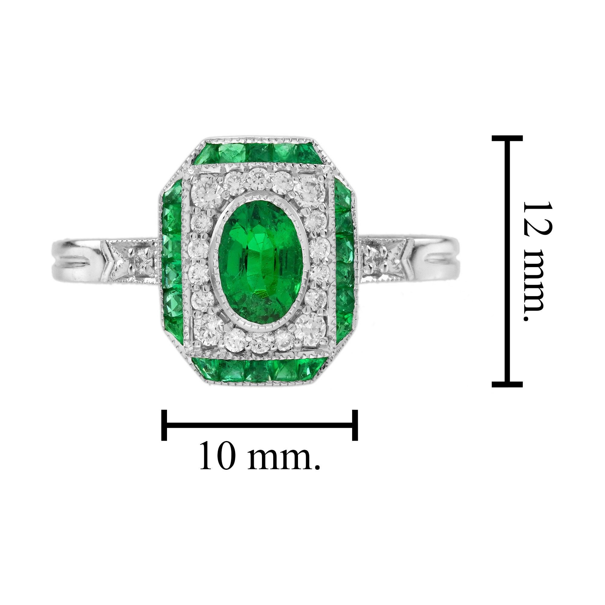 Bague de fiançailles en or blanc 18 carats avec diamant émeraude de style Art déco en vente 7