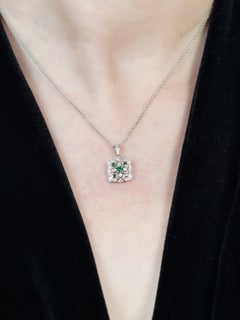 Emerald Diamond Geometric Pendant in 14K White Gold
