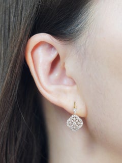 Pendientes Florales de Diamantes Estilo Eduardiano en Oro de Dos Tonos de 14 K