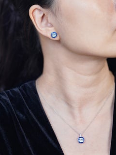 Parure Art déco en or blanc 14 carats, avec saphir bleu aigue-marine taillé à la manière Asscher