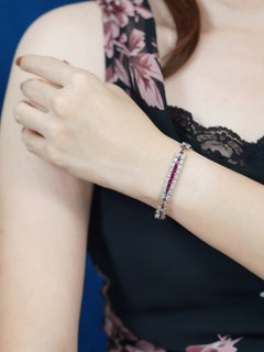 Ruby and Diamond Art Deco Bracelet in 18K White Gold
