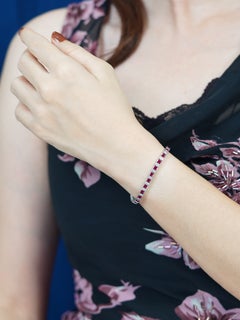Ruby and Diamond Line Bracelet in 18K White Gold