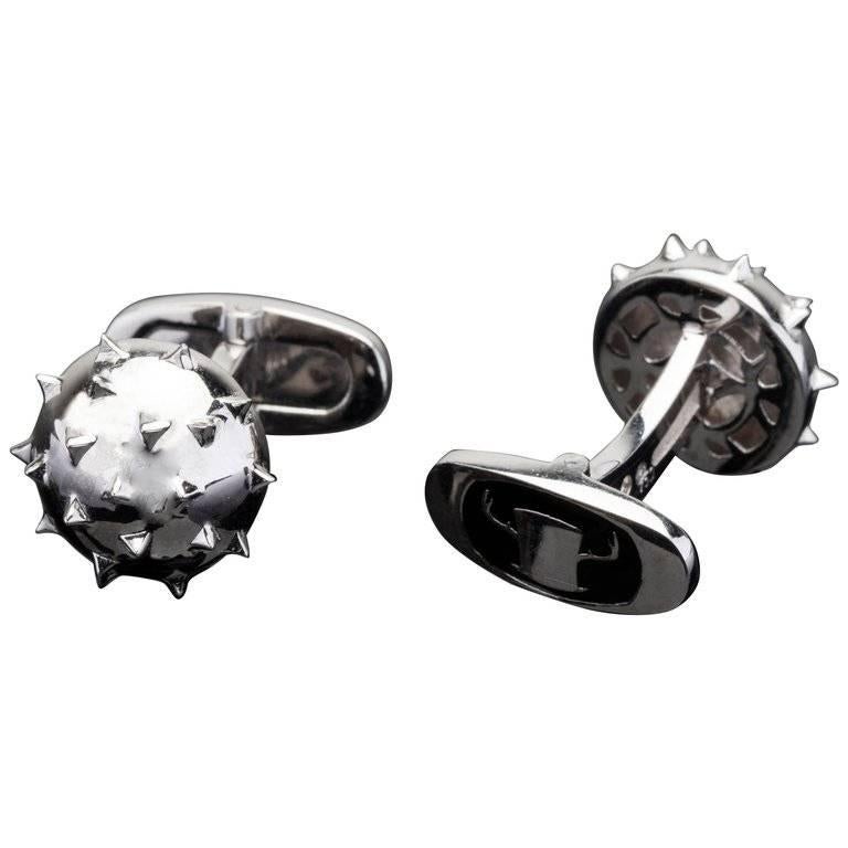 White Gold Mace Cufflink For Sale