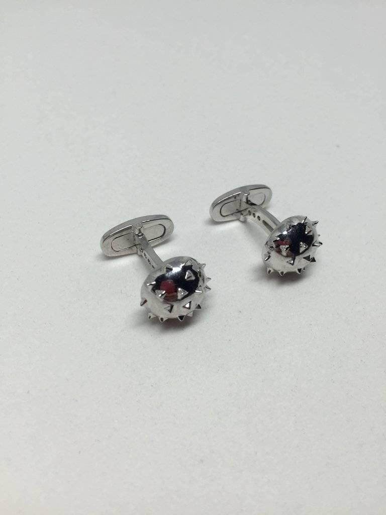 White Gold Mace Cufflink For Sale 1