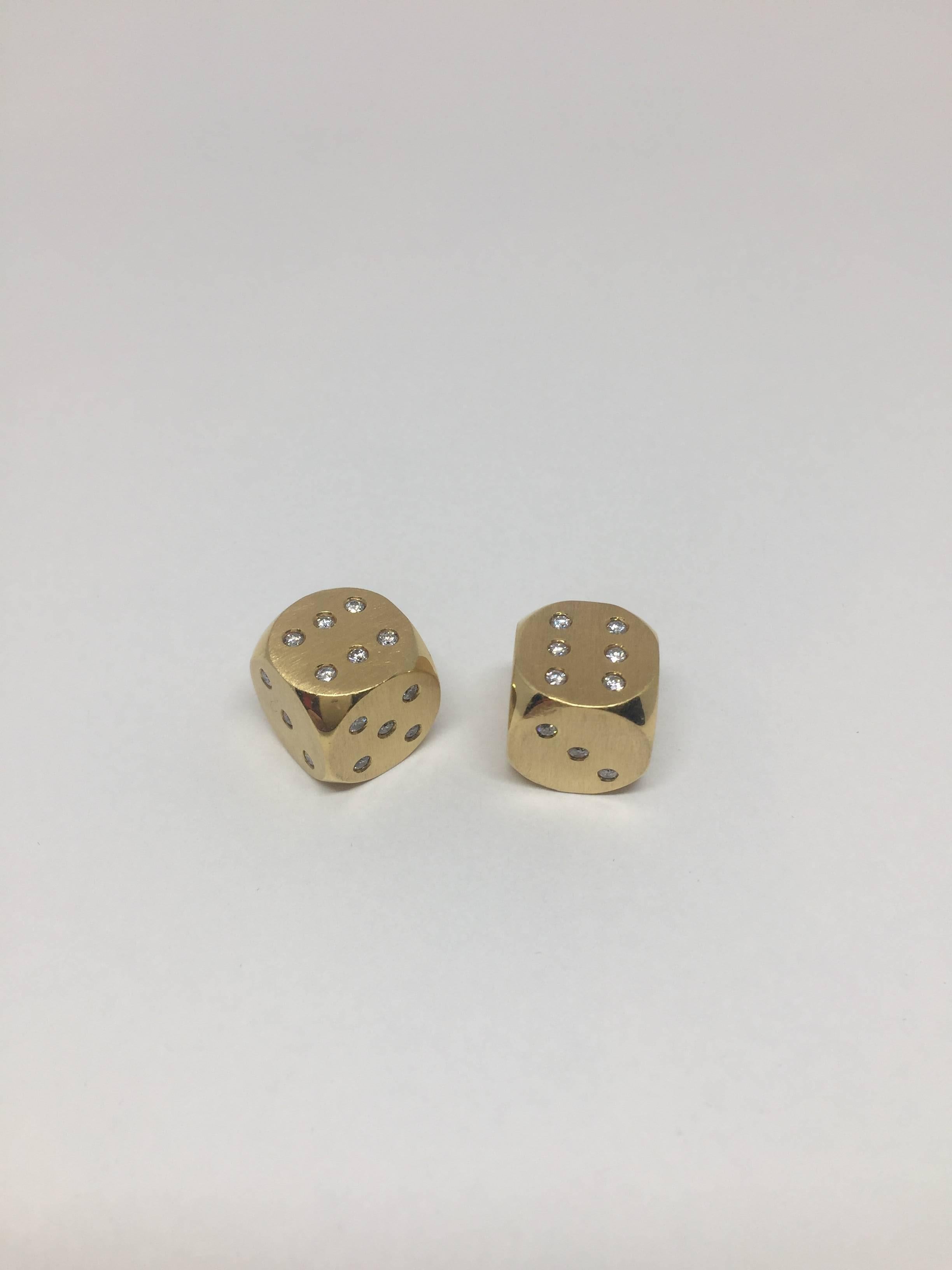 Yellow Gold Dice with Diamonds For Sale 2