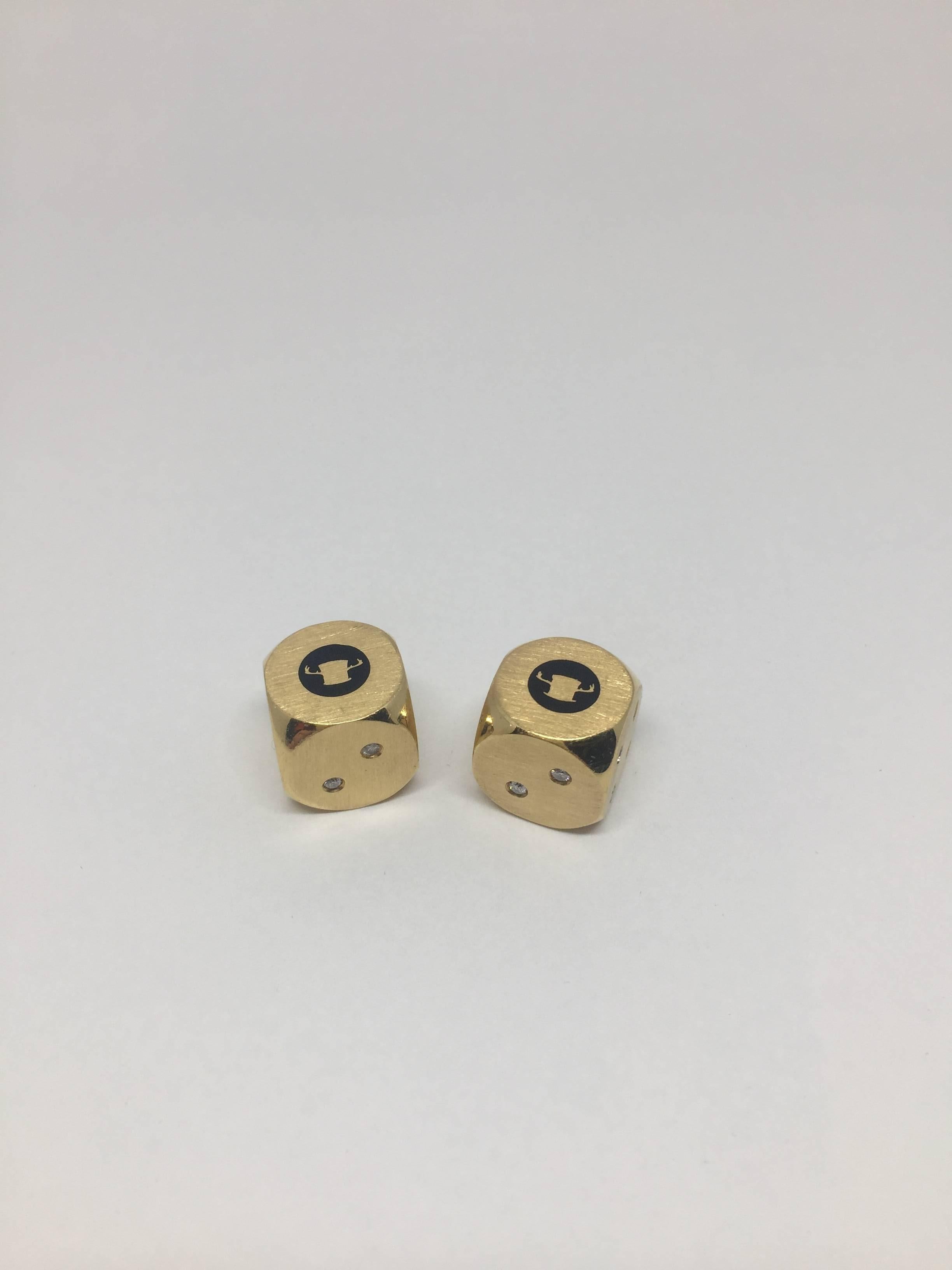 Yellow Gold Dice with Diamonds For Sale 1