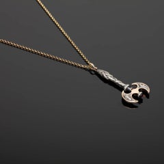 Axe Necklace with Golden Rutil and Ruby Stones