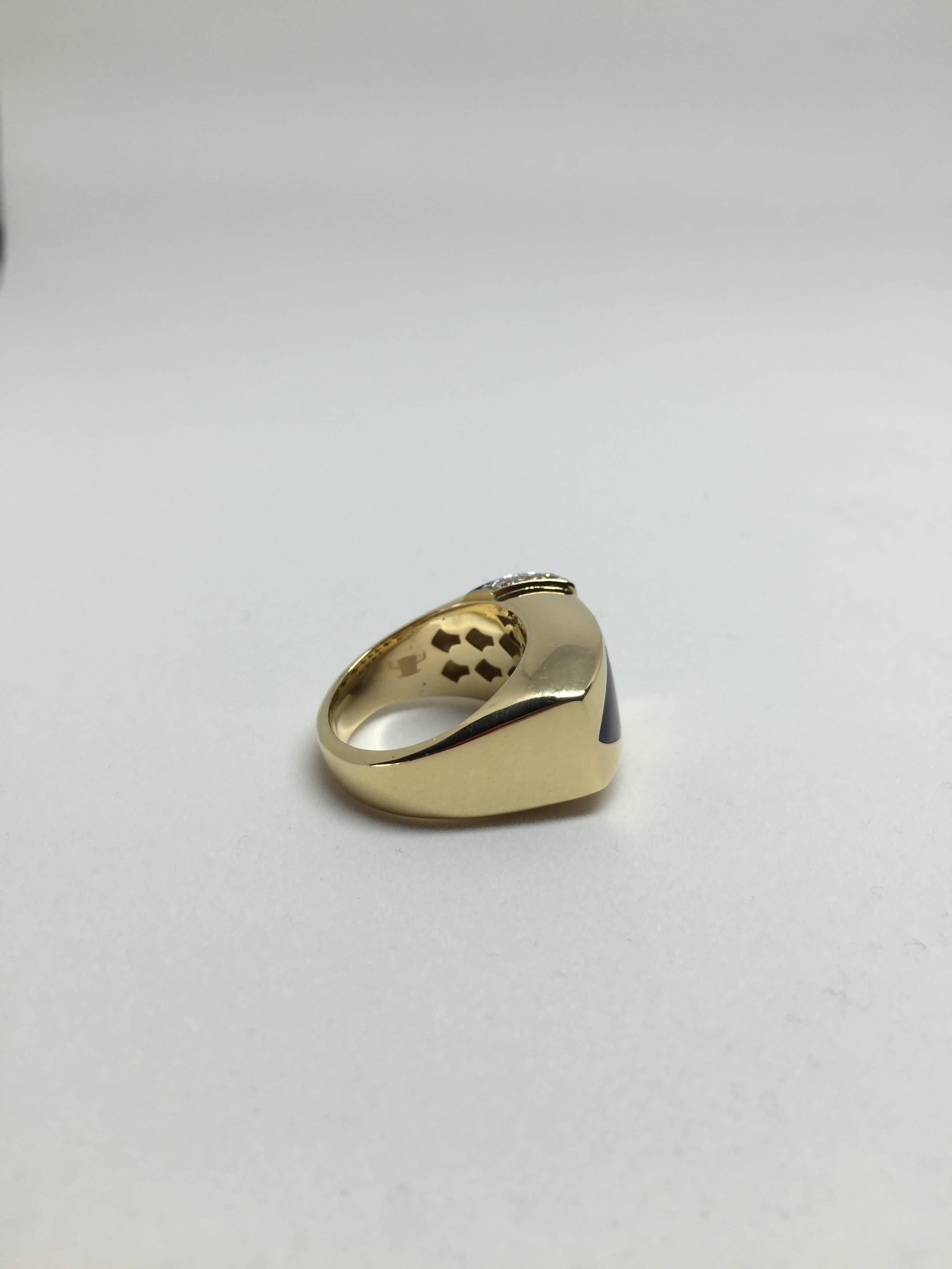 Gold Spear Ring with Diamonds For Sale 2