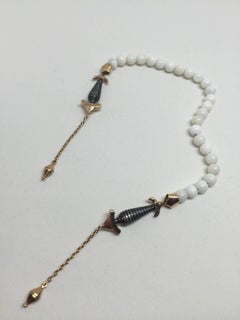 White Sea Shell Rosary with Gold and Silver Details