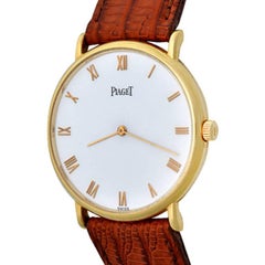 Piaget Yellow Gold Manual Wristwatch with Dark Brown Strap