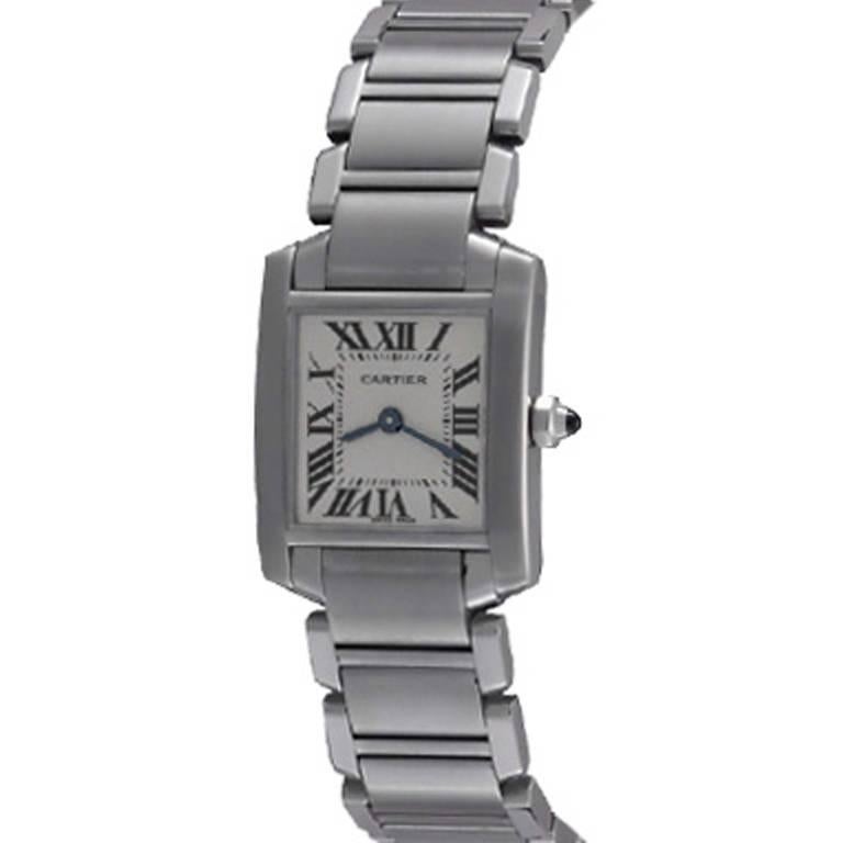Cartier Ladies Stainless Steel Tank Francaise Quartz Wristwatch Ref W51008Q3 
