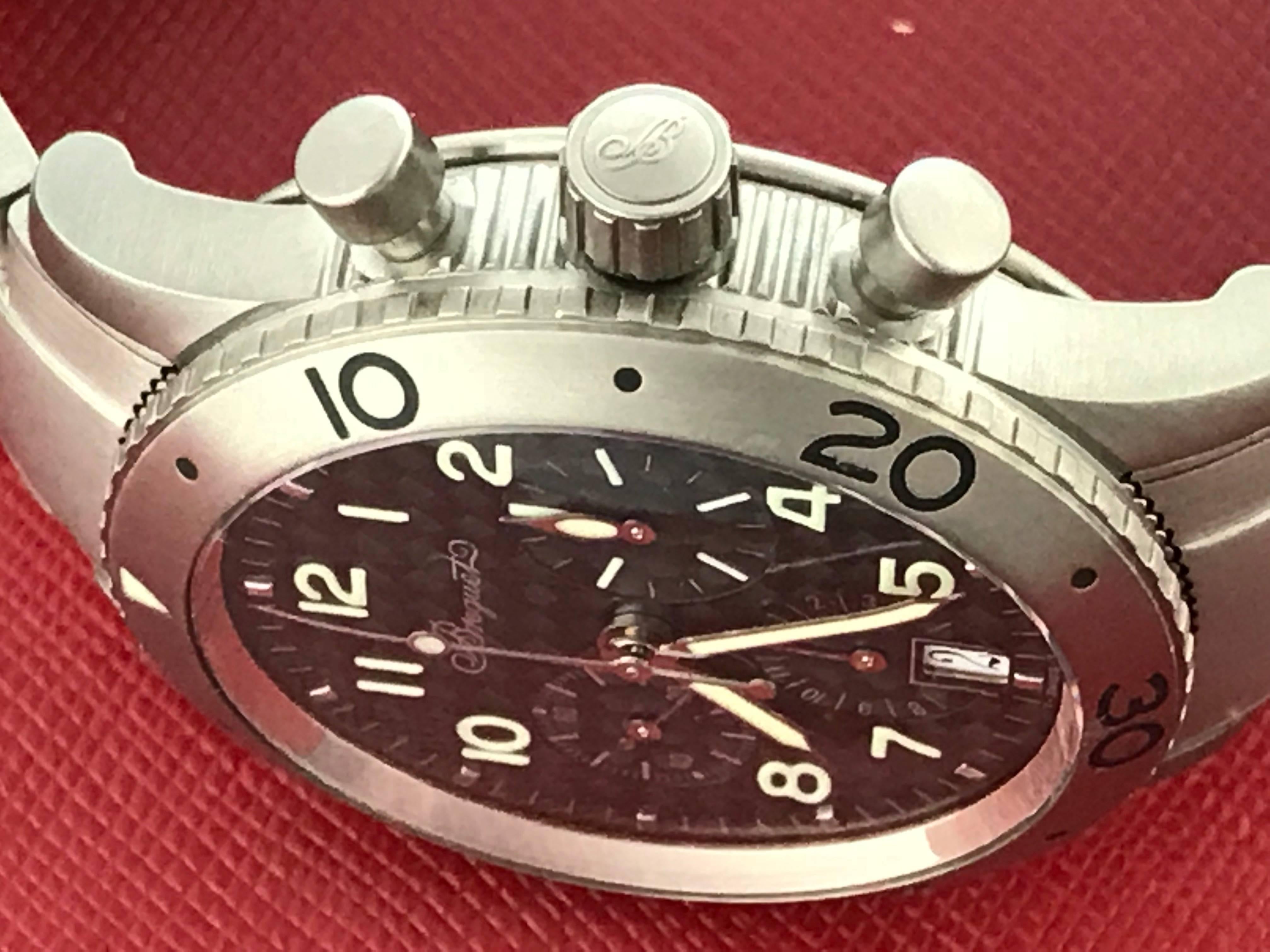 Contemporary Breguet Stainless Steel Transatlantic Type XX Chronograph Automatic Wristwatch