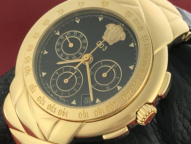 Versace Yellow Gold 003 Chronograph Ltd Ed Automatic Wristwatch at 1stDibs