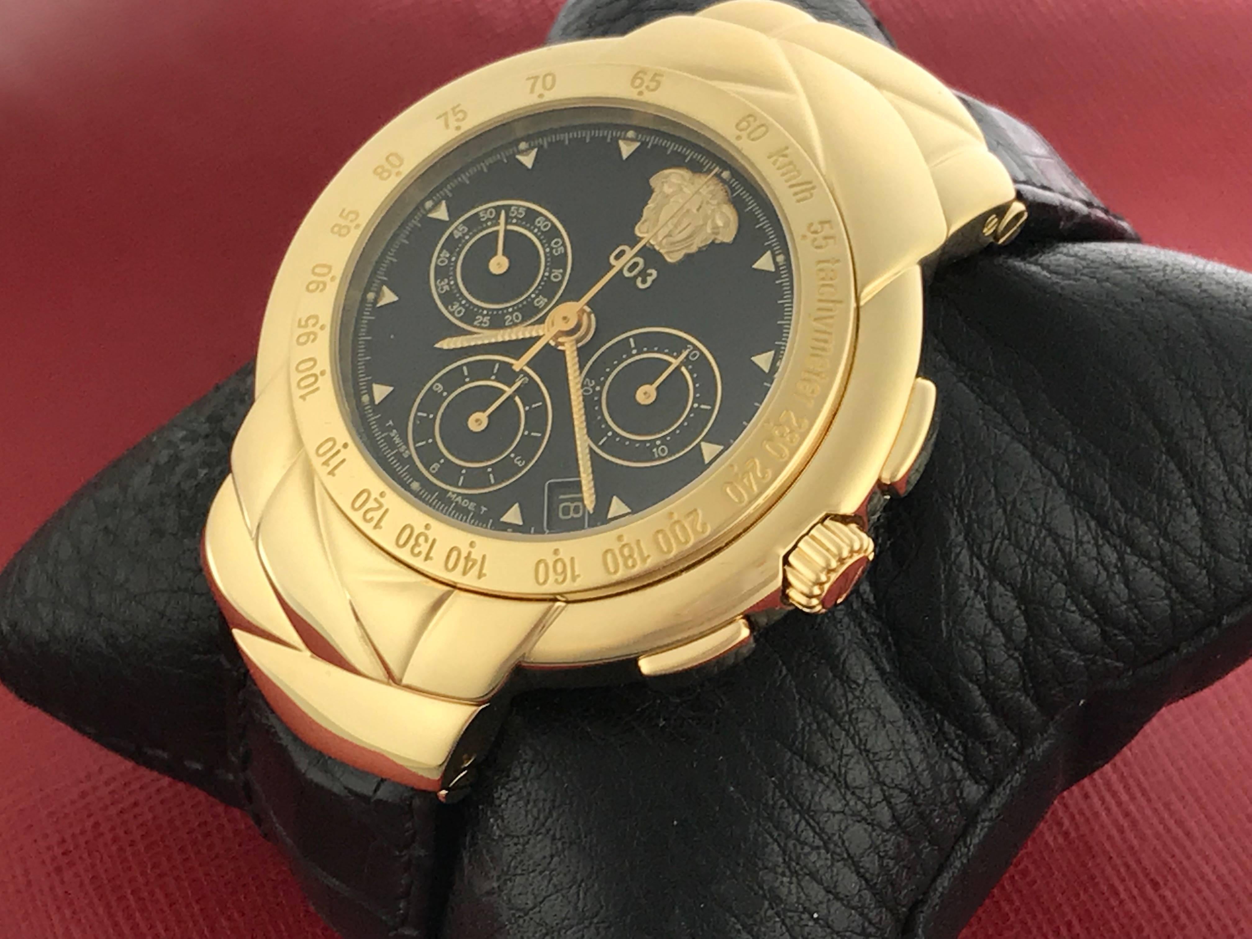 versace chronograph gold watch