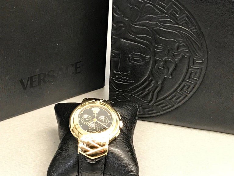 Versace Yellow Gold 003 Chronograph Ltd Ed Automatic Wristwatch at 1stDibs