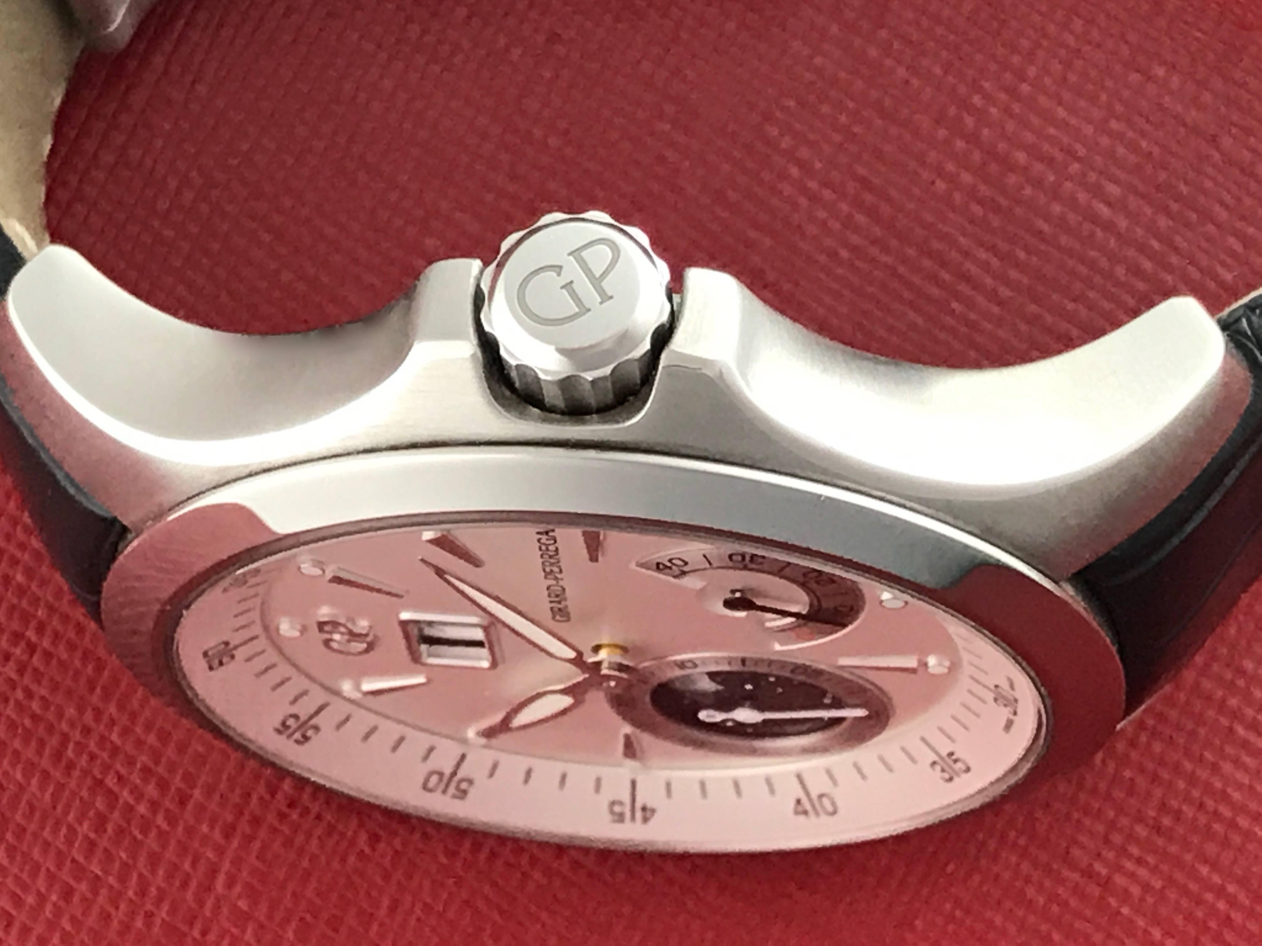 Girard Perregaux stainless steel Traveller Moonphase Automatic Wristwatch  In New Condition In Dallas, TX