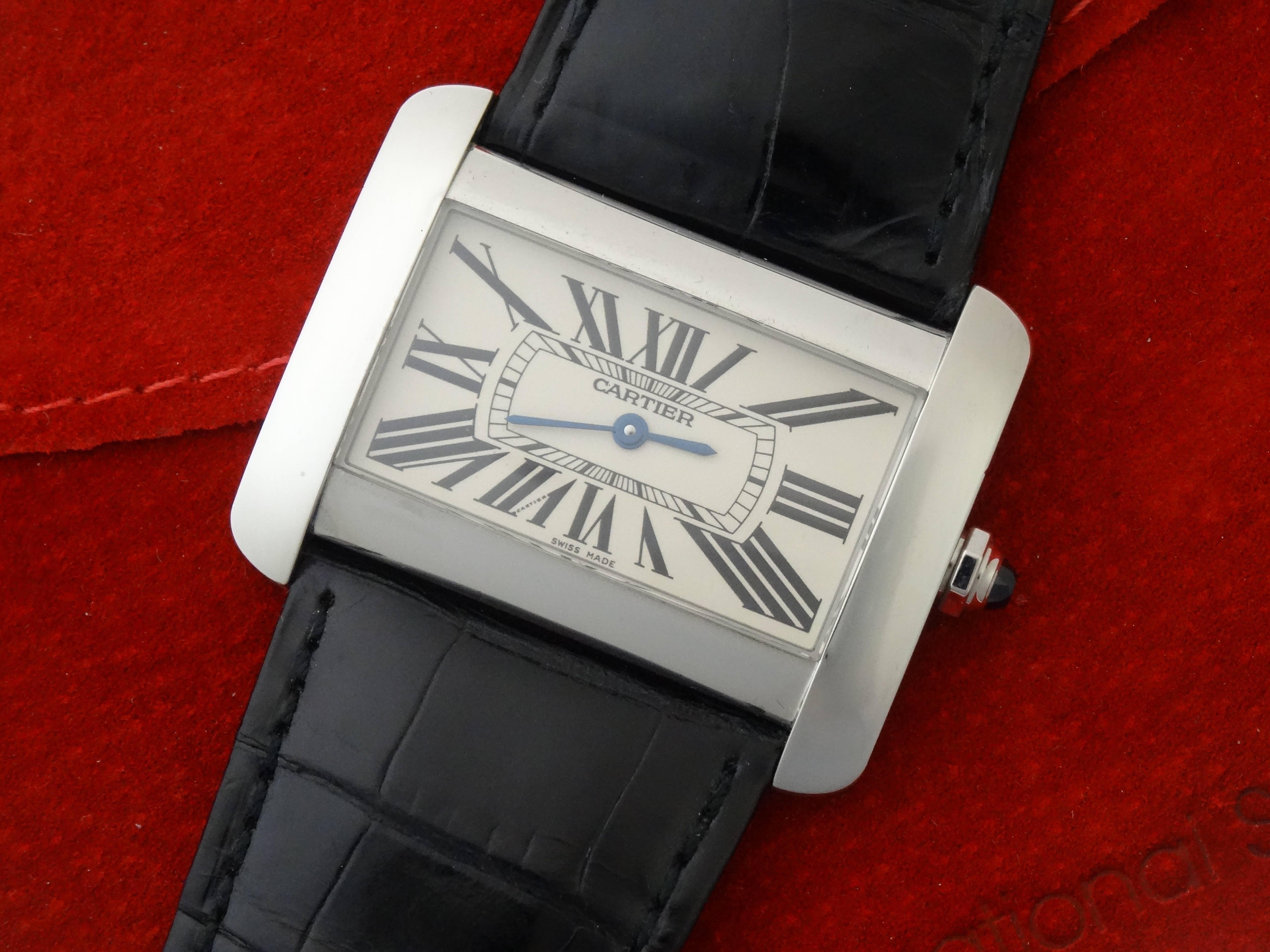 Women's or Men's Cartier Mens Tank Divan Stainless Steel Quartz Wristwatch In Stock
