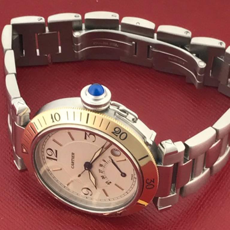 Cartier Pasha Mens Yellow Gold Stainless Steel Automatic Wristwatch In Stock 2