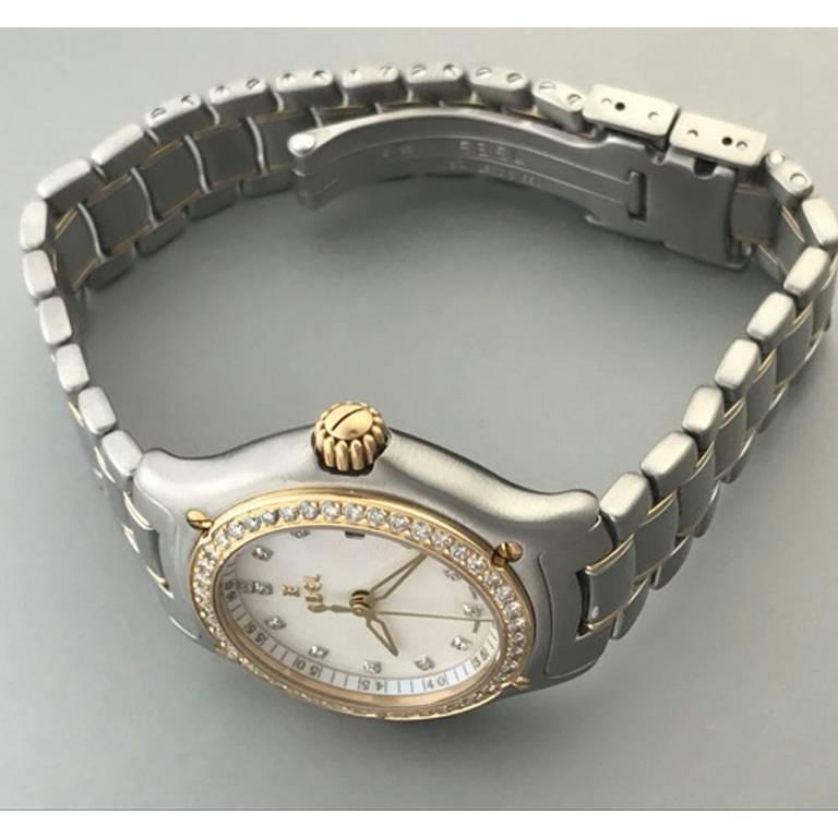 Women's Ebel Ladies Stainless Steel 1911 Diamond Mother-of-Pearl Quartz Wristwatch
