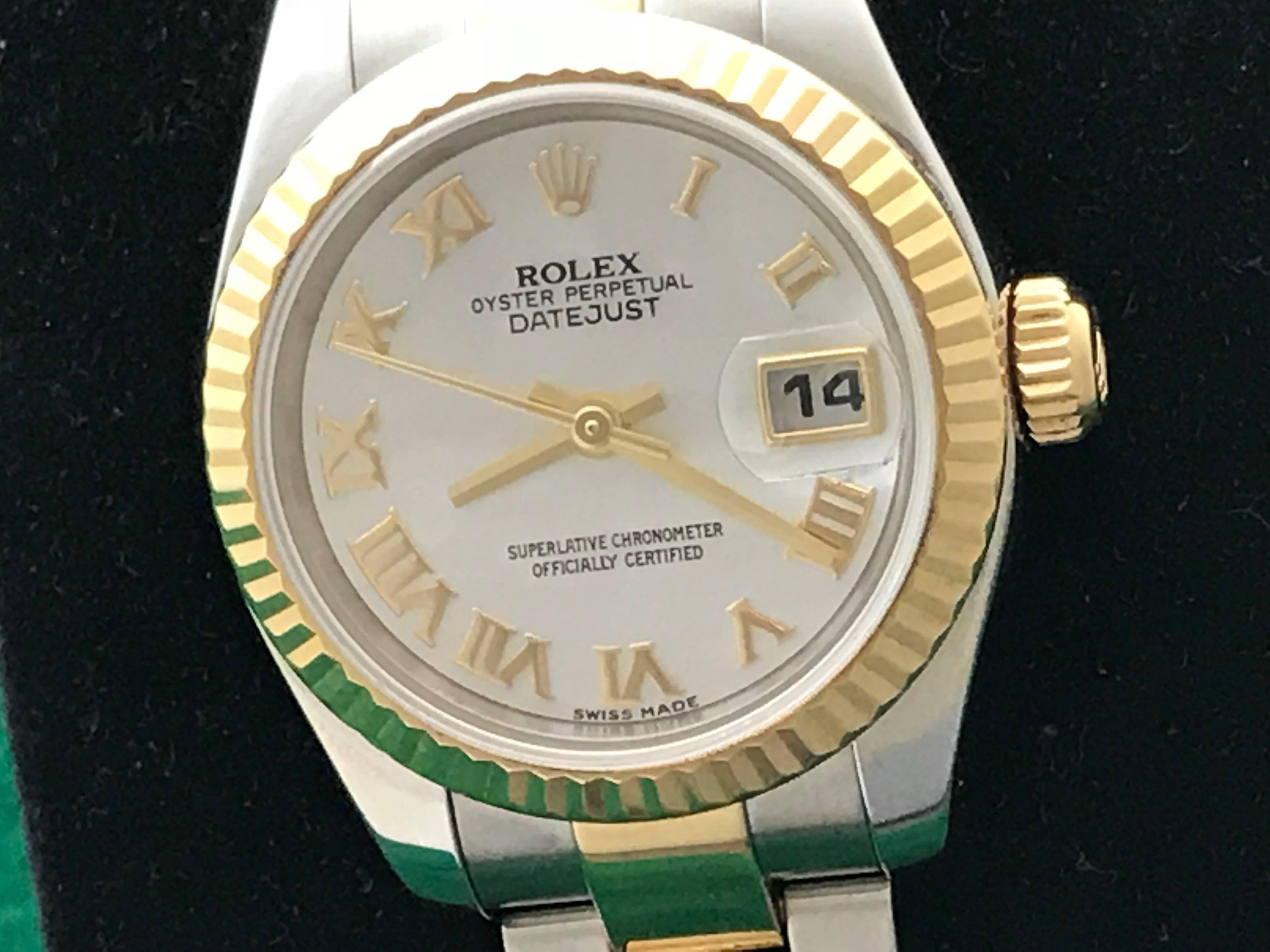 Rolex Ladies Yellow Gold Stainless Steel Datejust Automatic Wristwatch  In Excellent Condition For Sale In Dallas, TX
