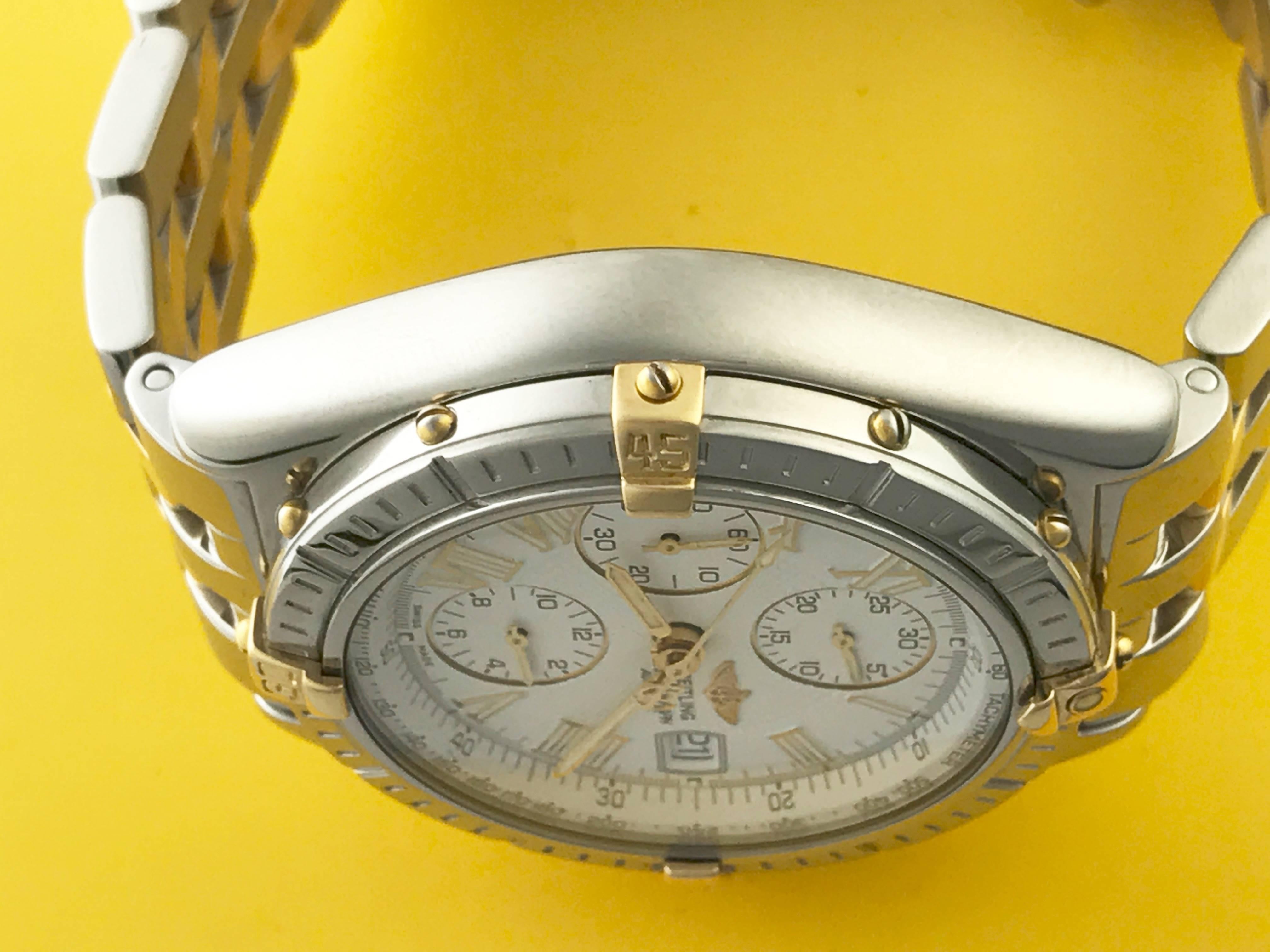 Men's Breitling Yellow Gold Stainless Steel Crosswind Chronograph Automatic Wristwatch
