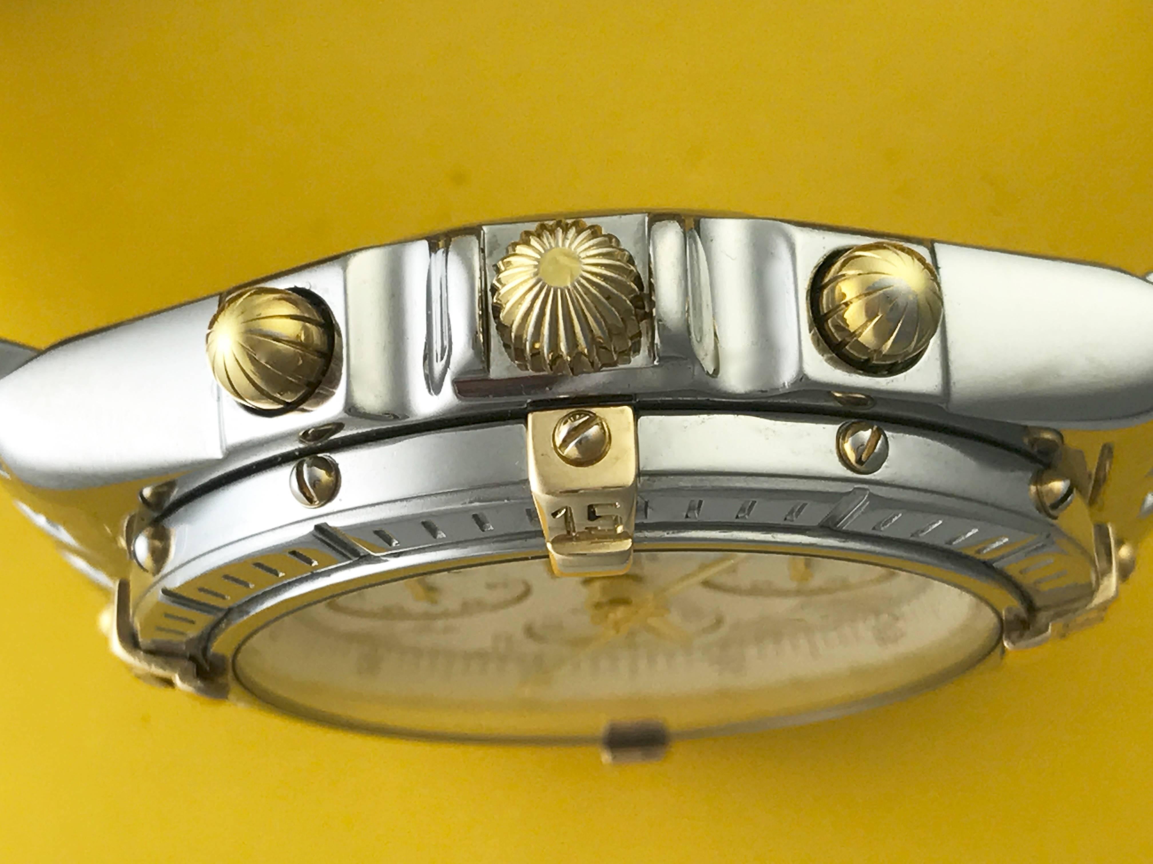 Breitling Yellow Gold Stainless Steel Crosswind Chronograph Automatic Wristwatch In New Condition In Dallas, TX